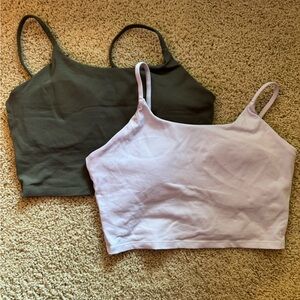 Set of Two Crop Tops in White and Olive